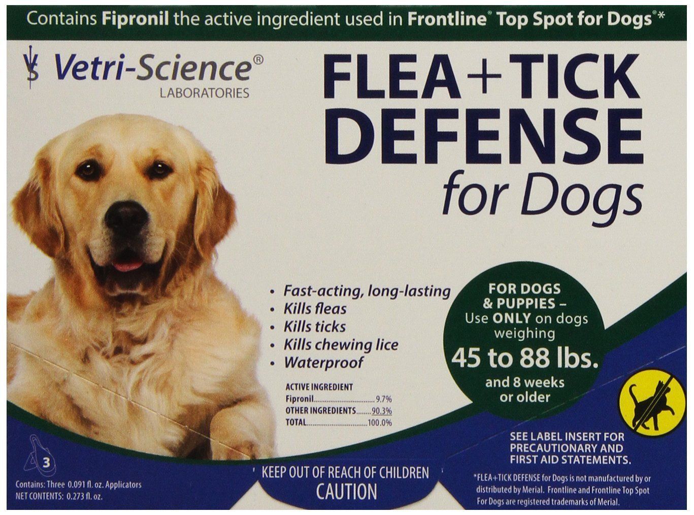 Vetri-Science Flea + Tick Defense for Dogs 45 - 88 Pounds